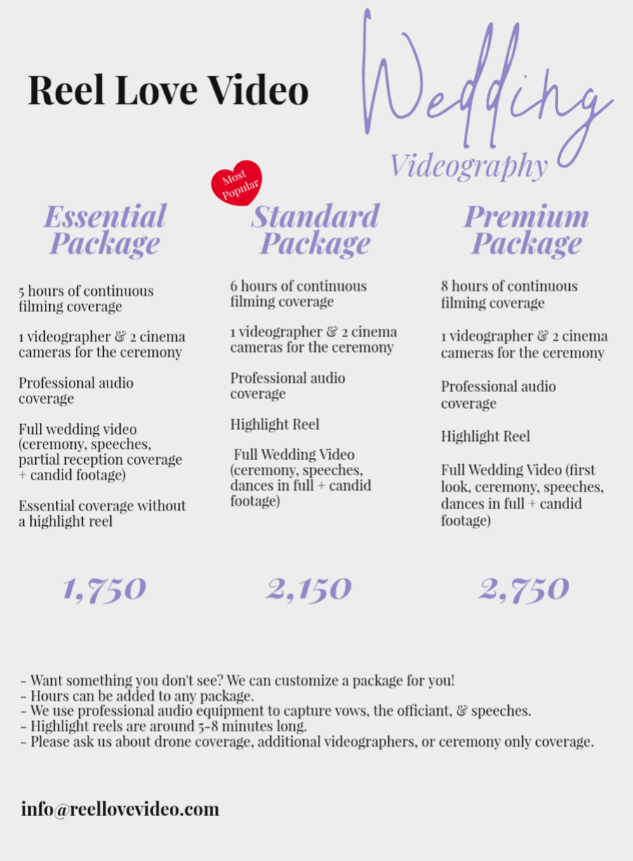 chicago videographer, wedding videographer, chicago wedding videos, prices, packages